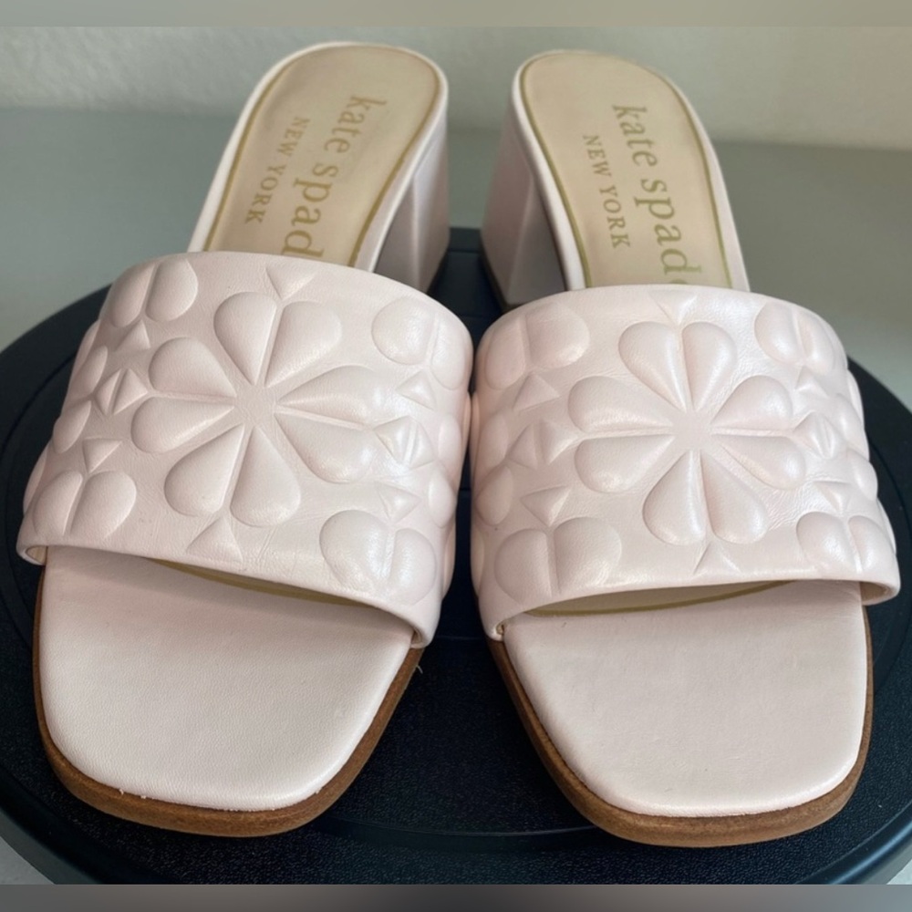 Excellent Condition Kate Spade Emmie Mid Block Heel Slide Sandal 9B